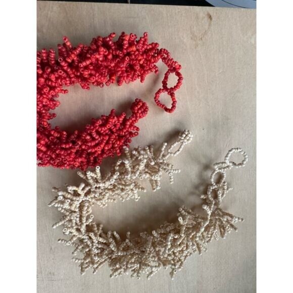Nautical Coral-Inspired Beaded Bracelets Design Red & Cream Handmade - Picture 9 of 10